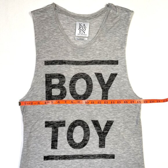 Zoe Karssen Boy Toy Tee Size L Gray Sleeveless Tank Graphic - Picture 7 of 11